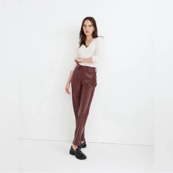 Madewell The Perfect Vintage Straight Jean: Leather Edition $148 31 - Picture 2 of 8
